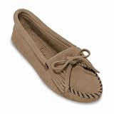 31amYB9b7lL. SL160  Minnetonka Womens Kilty Suede Moc,Softsole Taupe Size 7.5