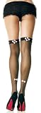 Sheer Thigh Hi With Ruffled Elastic Top And 3 Mini Satin Bows (Black/Pink;One Size)