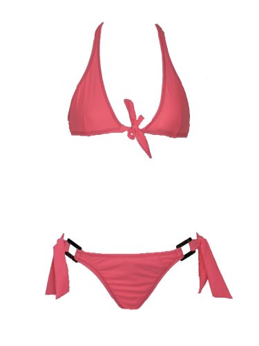Hobie Strawberry Pink 2pc Surfer Bikini w/ Tri-Halter & Side Tie Pant (Small)
