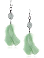 Deanna Hamro Atelier "Haute Bohemian" Mint Alabaster Pave Feather Earrings