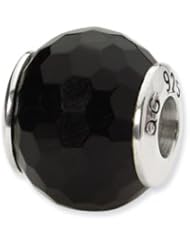 Sterling Silver Black Agate Stone Charm for 3mm Bracelets