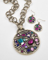 Amethyst Medallion Pendant Set