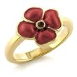 White Metal Gold Plated Ring - Siam - Flower- Size: 6-8