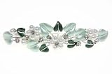 Flower Fashion Pearls with Green leaf Hair Barrette