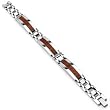 Spikes 316L Stainless Steel Wood Inlay Link Bracelet 7.7 Inches