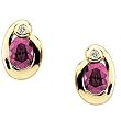 14K Yellow Gold Rhodolite Garnet and Diamond Earrings