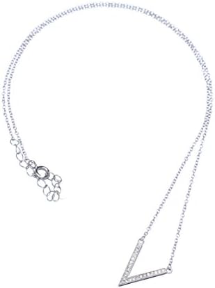 Jikada 925 Sterling Silver Necklace Pendant Chain Fashion Jewelry Cubic Zirconia Stone Alphabet Letter V (S011)