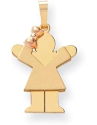 14k Two-Tone Small Girl on Left Engravable Charm