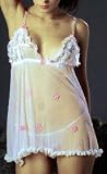 Sexy White and Pink Floral Sheer Babydoll Lingerie Set