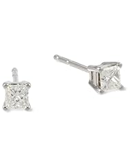 18k Gold, Princess-Cut, Diamond 4-Prong Studs (1/4 cttw, H-I Color, SI1-SI2 Clarity)
