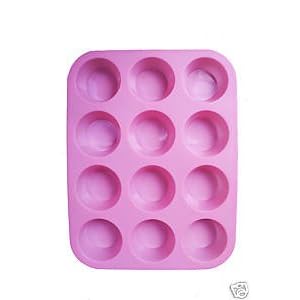 %kitchen appliance 12 Cup Silicon / Silicone Muffin Tray Cupcake Cake Cases, moulds. Available in pink, blue or red.