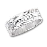 Sterling Silver Diamond-cut 7mm Fancy Ring