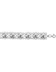 Sterling Silver Charm Bracelet w/ Polished Hearts