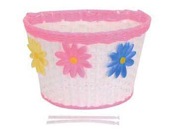Flower Basket White Pink Plastic Small