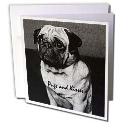 Dogs Pug - Pug, Pugs and Kisses - Greeting Cards-12 Greeting Cards with envelopes