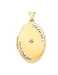14k Gold 26mm Oval Rho Premium Diamond Set Locket