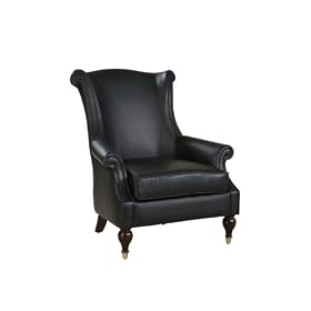 Powell Classic Seating Wingback-Style Black Leather Lounge Chair