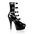 Pleaser Boots Women's Delight-1027, 5 3/4" Buckle-Up Platform Ankle Boot, Side Zip