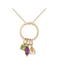 18k Yellow Gold Plated Sterling Silver Multi-Gemstone Drop Pendant Necklace, 18"