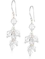 Sterling Silver Swarovski Elements Crystal Bicone Cluster Drop Earrings