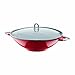 Bodum Chambord Enameled 37cm 14-1/2-Inch Cast Iron Wok with Glass Lid, Red