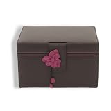 Friedrich Coffret &agrave; Bijoux Femme en Tissue, acier, ecocuire Marron/Rose, forme Mallette, le poids 3000 grammes