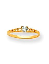 MadiK® Collection 14K Yellow Gold Genuine Aquamarine Birthstone Baby Ring Sz 3