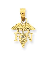 14k Gold RN Caduceus Pendant