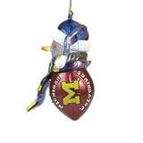 Michigan Wolverines 2.75 Striped Acrylic Football Snowman Holiday Ornament