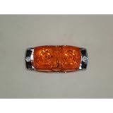 Amber 12 LED Tiger Eye Truck Side Marker Clearance Light Chrome Metal Guard 