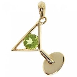 Peridot Martini Glass Dangle Pendant in 14K Solid Yellow Gold