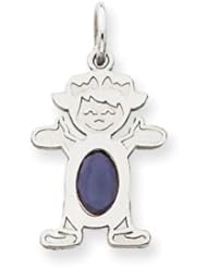 Genuine IceCarats Designer Jewelry Gift 14K White Gold Girl 7X5 Oval Genuine Sapphire-September