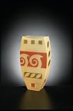 Frosted Curved Vase with Painted Designs