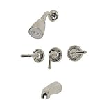 Elements of Design EB238 Magellan Three Handle Tub & Shower Faucet, 3-1/8' Diameter Escutcheon, Sati