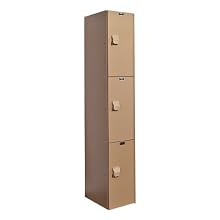 Hallowell HPL1282-3A-TE AquaMax Plastic Locker, Triple Tier, 1-Wide, 72" Height x 12" Width x 18" Depth, Taupe Body and Door, Assembled