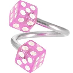 Spiral Twister Dice - Pink Belly Button Ring