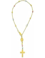 14K Gold Tri-color 7in to 8in Rosary Bracelet 8 Inches