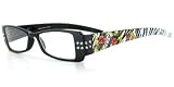 Tattoo Stone R558S Fashion Reading Glasses with Modern Designs and Austrian Crystals for Youthful Women Who Read in Style Black/Zebra +2.00