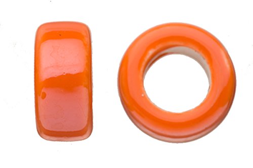 6pcs Orange Porcelain Slider Beads for Licorice Leather - Tube Style Glaze finish 20x9mm