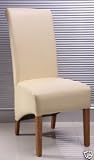 Ivory Leather Dining Chairs With Oak Legs X 6 Qty 6