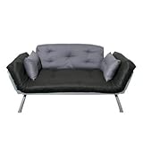 IMAGE OF Elite 55-6118-cp Mali Flex Futon Coal/pewter-frame &amp;amp; Cushions