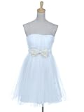 Anna-Kaci S/M Fit White Innocent Angel Bow Detail Organza Overlay Tube Top Dress