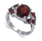 Adorable Garnet Gemstone Band .925 Sterling Silver Ring