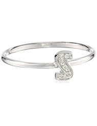 18k White Gold "S" Diamond Initial Ring, Size 7