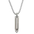 Stainless Steel Silver Bullet Pendant 24 Inch Polished Ball Chain - H 34mm x T 8mm