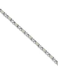 14k White Gold Natural Opal And Diamond Tennis Bracelet