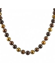 14k 9-9.5mm multi color chocolate (dyed) freshwater cultured necklace, 18"