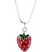 Silver RED STRAWBERRY Pendant Necklace