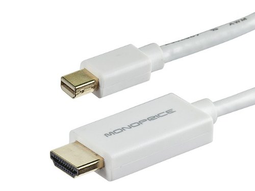 Monoprice 109474 6-Feet 32AWG Mini Display-Port HDMI with Audio Cable, White