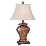 Copper Bronze Finish Carved Leaf and Vine Table Lamp